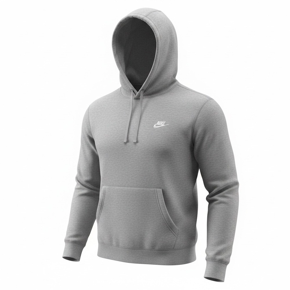 Nike Sportswear Club Fleece Pullover Hoodie Heather Grey Mens Large BV2654-063 - Picture 7 of 7
